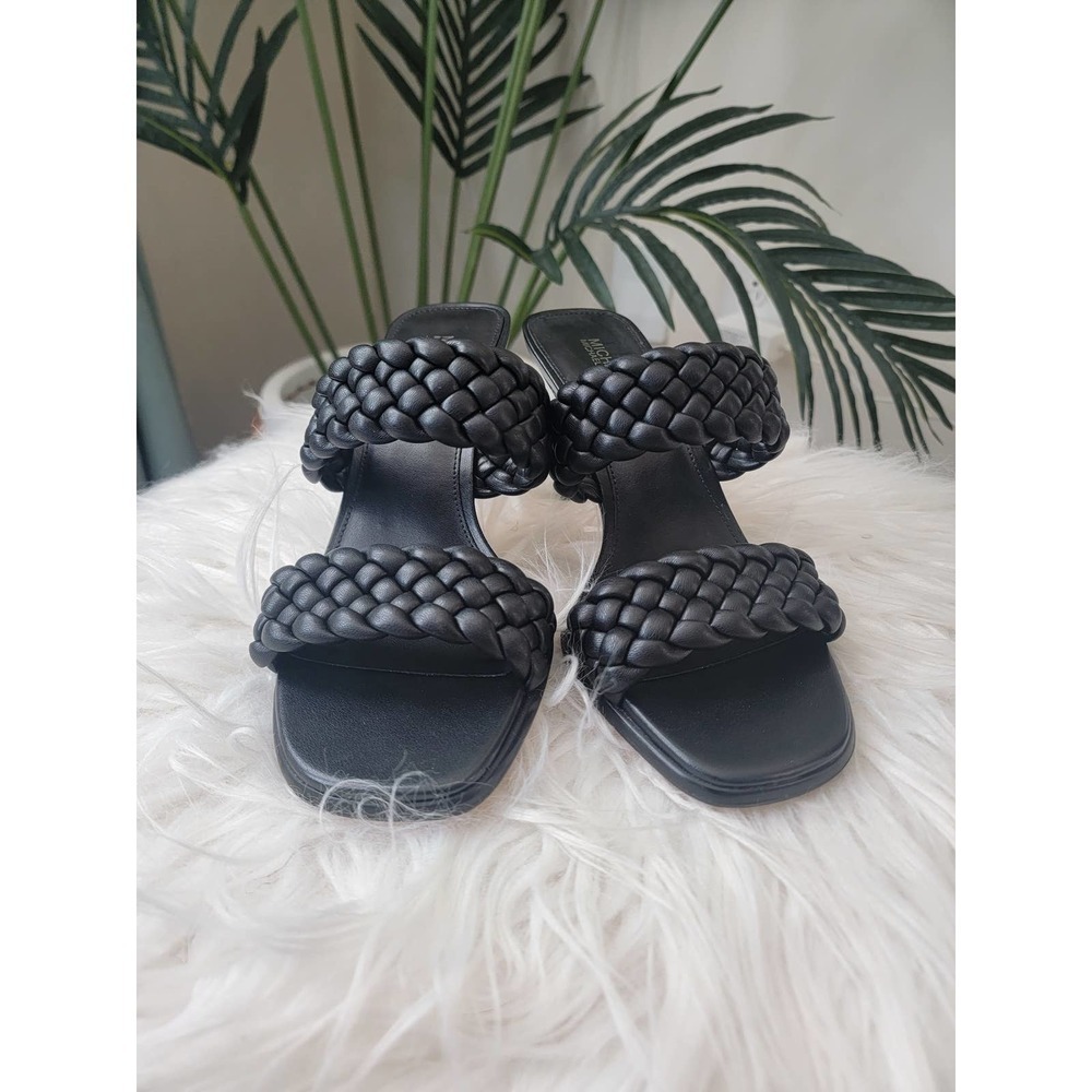 NWT Michael Kors Black Braided Amelia Strappy Mule - Women's Size 8M